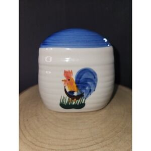 Vintage Alco Ribbed Rooster Ceramic Napkin Holder Farm Cottage Core Coastal